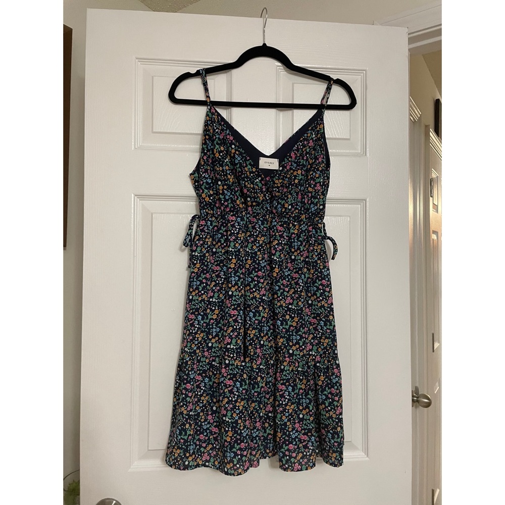 Magnolia boutique navy floral dress with bow ties at either side